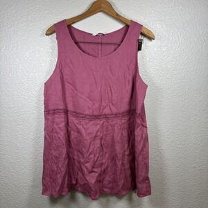 Kleen 55% Linen Tank Top Women's Large Pink Mauve? Sleeveless Flowy Lagenlook
